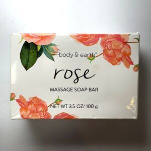 Body & Earth Rose Massage Soap Bar 3.5 oz./100 g NIB w/ Box Sensual Soap NEW